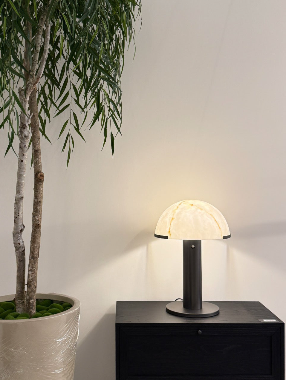 Alabaster dome table lamp