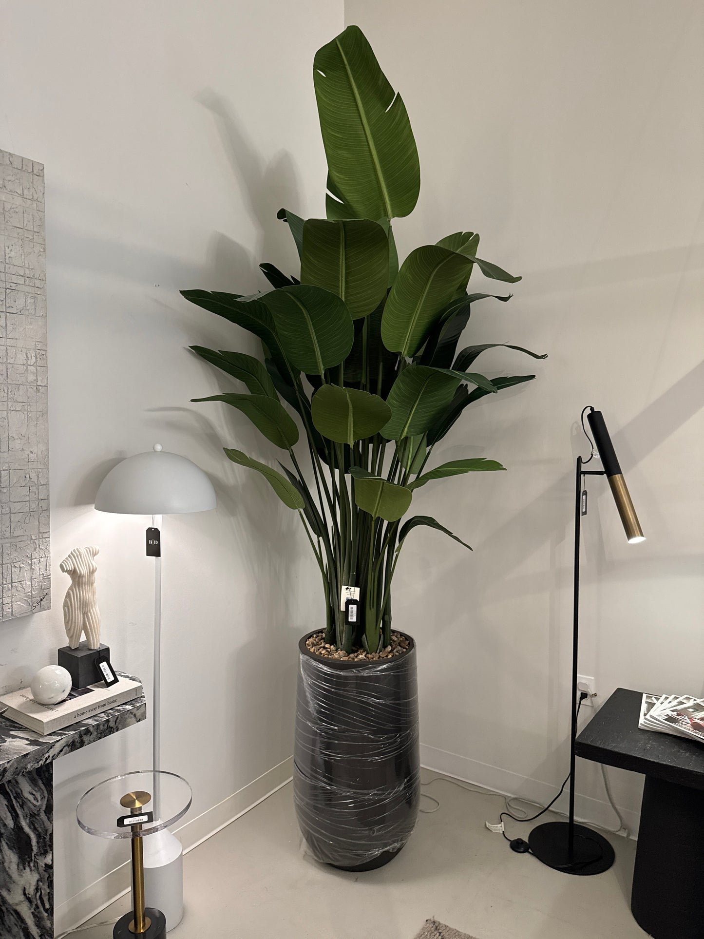 Modern decor new orleans indoor tree plant faux with black planter