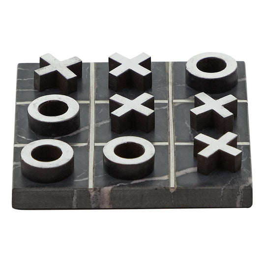 MARBLE TIC/TAC/TOE W/ METAL INLAY