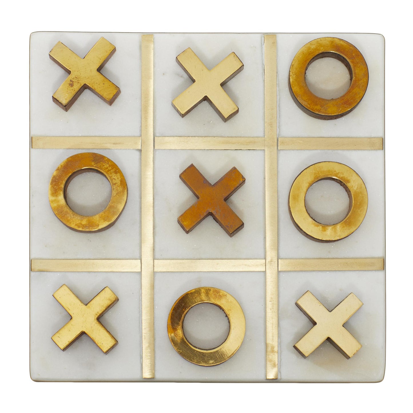 MARBLE TIC/TAC/TOE W/ METAL INLAY