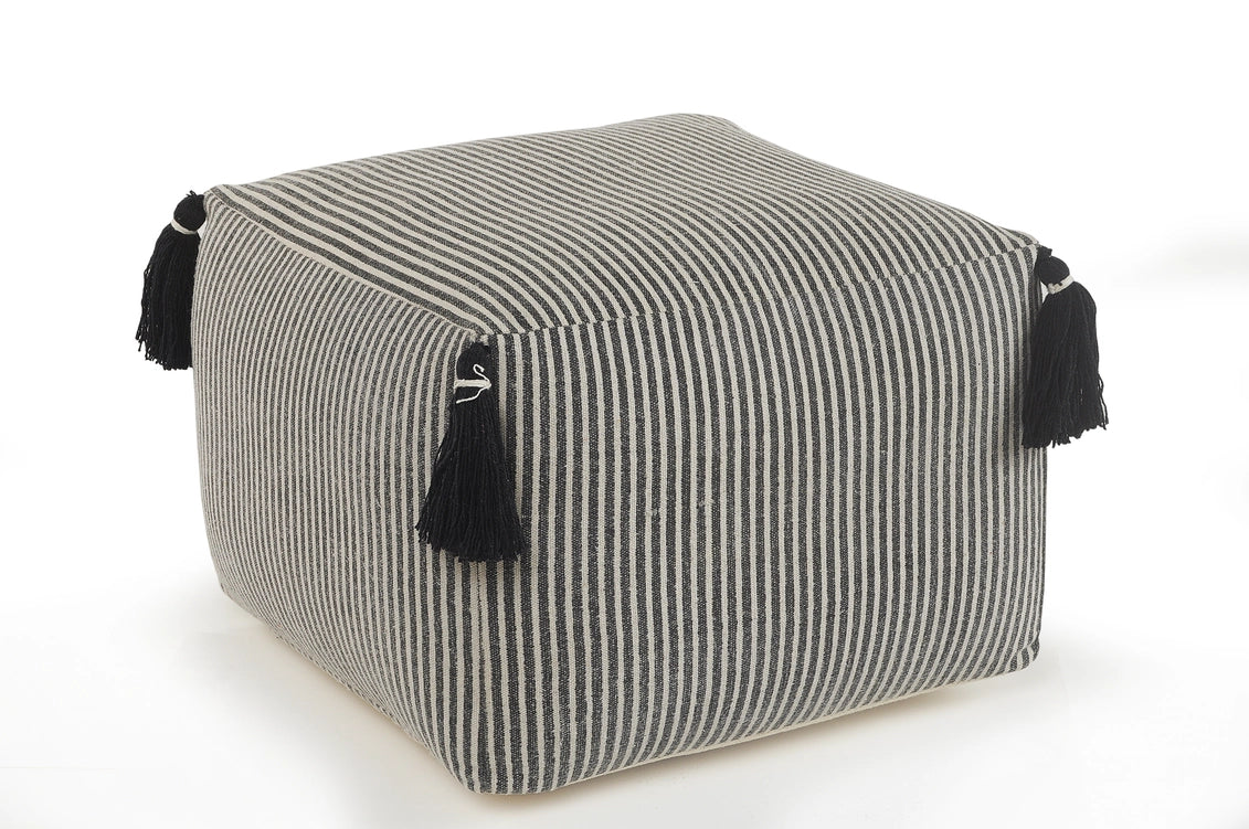 Striped Gray Pouf