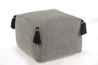 Striped Gray Pouf