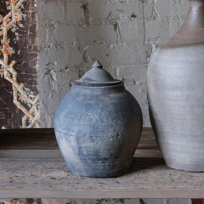 VINTAGE LIDDED VILLAGE JAR