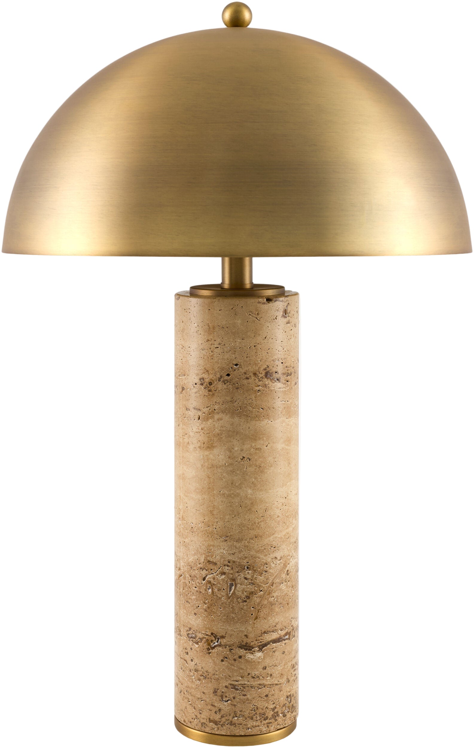 Travertine and Brass modern dome table lamp