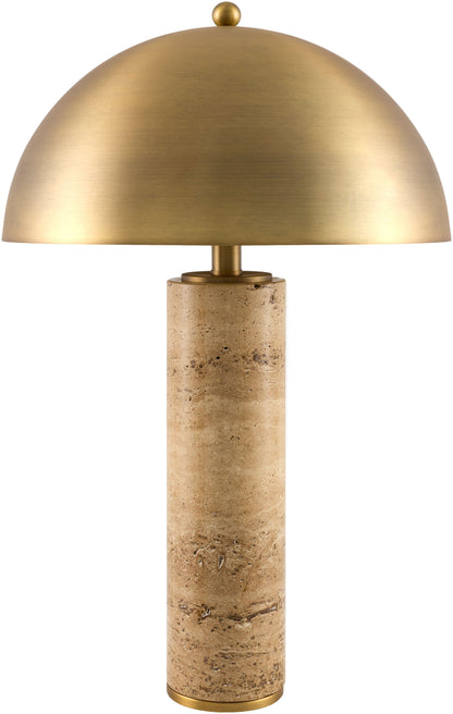 Travertine and Brass modern dome table lamp