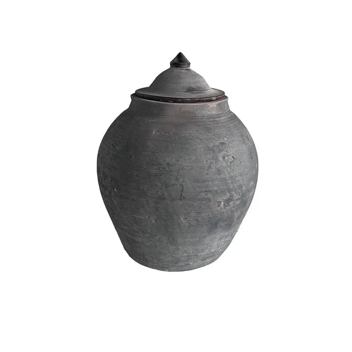 VINTAGE LIDDED VILLAGE JAR