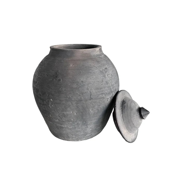 VINTAGE LIDDED VILLAGE JAR