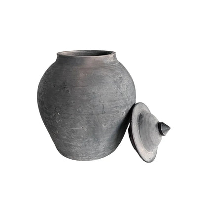 VINTAGE LIDDED VILLAGE JAR