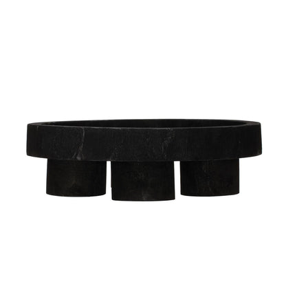 Paulownia Wood Footed Tray, Black