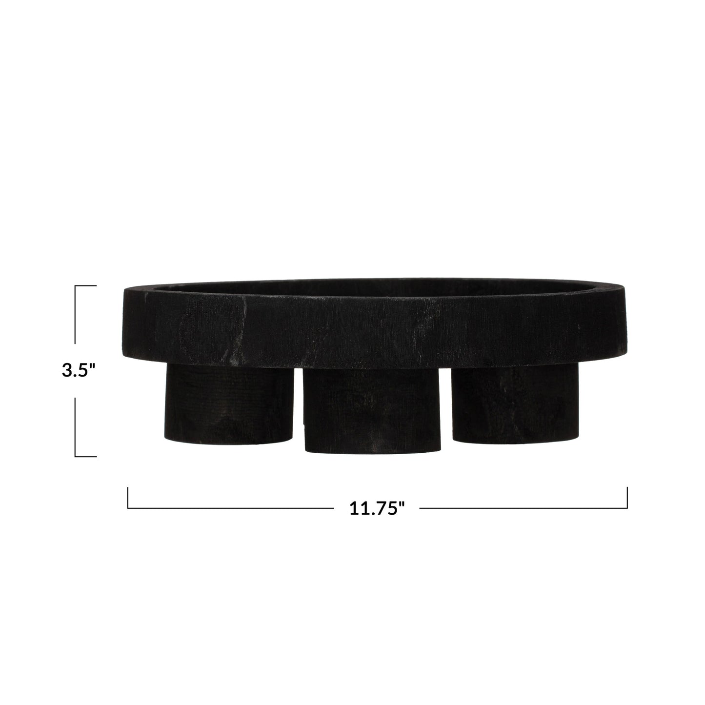 Paulownia Wood Footed Tray, Black